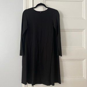 Cos Black Wool, Cotton and Rayon and A-Line Dress Women's M